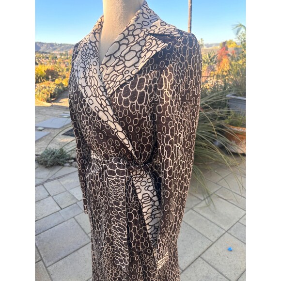 IMagnin Geometric Brown and Cream Trench from the 1960s or 1970s, Size Small ? - Picture 2 of 9